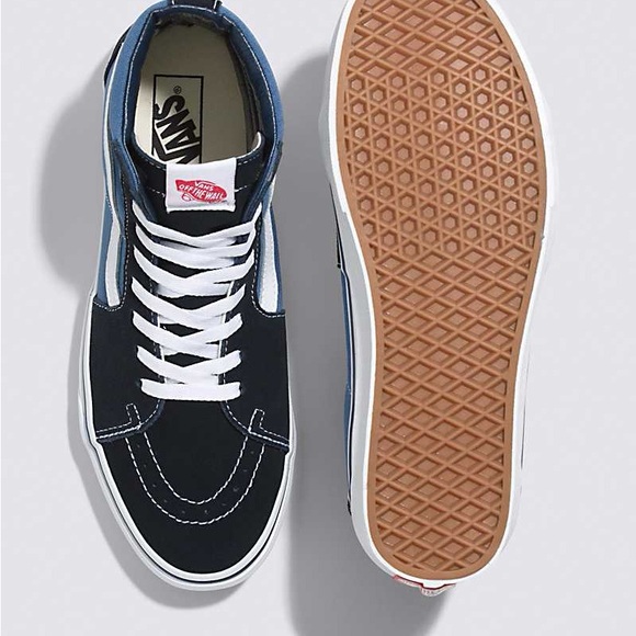 Vans Sk8 Hi High-Top Sneakers - Black and Navy Blue - Picture 3 of 5